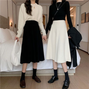 A-line Winter Knit Skirt White