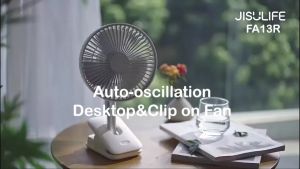 JisuLife Desk + Clip Fan Oscillating Fan FA13R 8000mAh Battery 4 Wind Speed Rotating Use Up to 28 Hours Cool