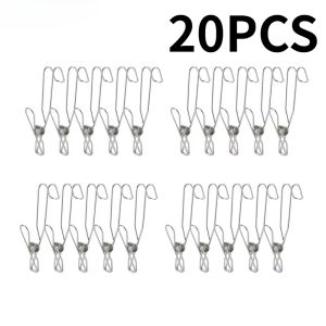 20 Chiếc Kẹp Quần Áo Bằng Thép Không Gỉ Có Móc Đuôi Dài Kẹp Cho Nhà Bếp Khăn Tắm Văn Phòng Đa Năng Kẹp Treo
