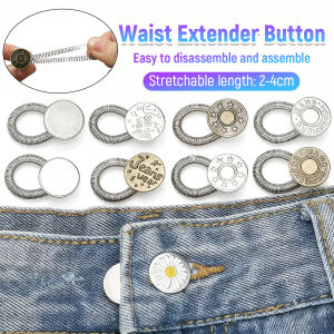 Vacaka 3Pcs Waist Extenders Metal Button Extender for Pants Jeans Adjustable Retractable