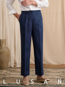 Breathable 100% Linen High-waist Straight-leg Casual Pants for Men