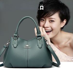 กระเป๋าสะพายไหล่หนังแท้สำหรับผู้หญิง ความจุขนาดใหญ่ กระเป๋าถือแบบลำลอง กระเป๋าสะพายข้างสำหรับคุณแม่วัยกลางคน กระเป๋าเดินทางแบบลำลอง