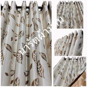 ผ้าม่านตาไก่ หน้าต่างและประตู กันแสง 95 -98% ผ้าหนา คุณภาพดี ลายใบไม้ใหญ่ สี่ชมพู่
