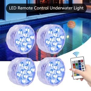10Leds RGB LED Underwater Lights Submersible Lamp Battery Powered For Outdoor Garden Swimming Pool Vase Party Wedding Lighting