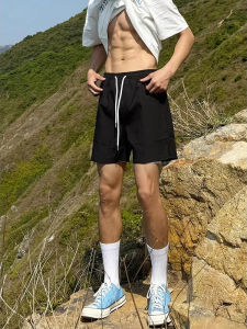 Quần Short Thể Thao Ice Silk Nhanh Khô Màu Đen Cho Nam Mùa Hè Mỏng Chạy Bộ Thể Dục Quần Bóng Rổ Mỹ Quần Dài Đến Giữa Bắp Chân