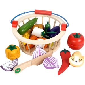 Bộ đồ chơi nhà bếp cắt hoa quả rau củ nhiều loại màu sắc bằng gỗ có nam châm cho bé Montessori giáo dục sớm thông minh BABE STORE