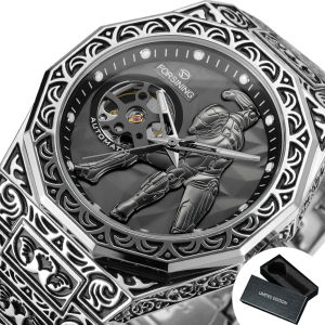 Forsining | Forsining Fashion Mechanical Watch for Men Luminous Hands Luxury Skeleton Automatic Mens Watches Top Brand Luxury Stainless Band