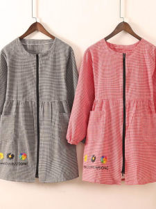 Áo Khoác Dài Tay Bằng Cotton Nguyên Chất Phong Cách Hàn Quốc Dành Cho Phụ Nữ Nhà Bếp Chống Dầu Mỡ Thời Trang Khóa Kéo Mỏng