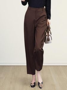 Caramel-colored High-waist Casual Womens Suit Pants 2025 Spring New Style Slimming Straight-leg Workwear Casual Trousers