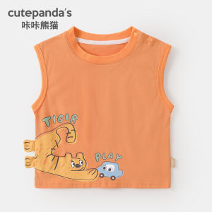 Summer Casual Printed Sleeveless Vest Baby Clothes for Boys And Girls Cute Cartoon Panda Design Comfortable Breathable Material