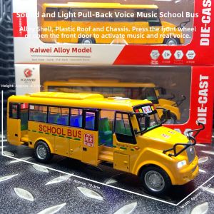 American Big Nose School Bus Real Voice Music Sound and Light Alloy Model Toy