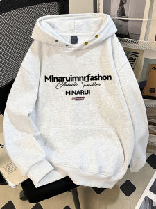 เสื้อฮู้ดคอกลมผ้าฝ้ายแท้แบบหนาสำหรับผู้ชาย เสื้อคลุมกันหนาวแบบลำลองฤดูใบไม้ร่วง/ฤดูหนาว ทรงหลวม สไตล์ฮิปฮอป