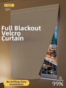 Blackout Sunscreen Easy-Install Curtains No Drilling