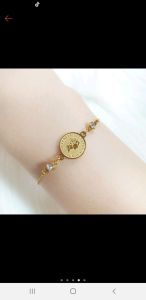 Gelang Serut Koin Dan Permata Titanium CXA177