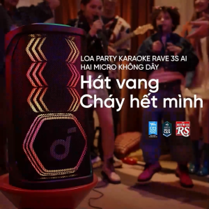 Loa bluetooth karaoke party soundcore Rave 3S | Công suất 200W | 2 mic không dây