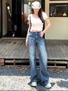 🌟CORE🌟dresses women new style 2025 Low Waist Loose Straight Leg Wide Leg Pants Retro Boot-cut Jeans Versatile Flared Pants