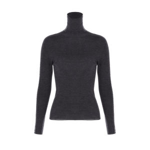 Soft and Comfortable Beaded Knit Sweater High Neck