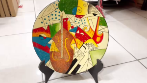 Dĩa Tròn Sơn Mài Thanh Bình Lê – Họa Tiết Picasso | Size 20/25/30/40/45 cm