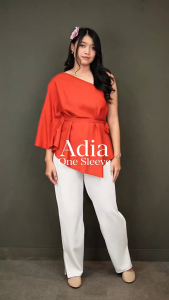 Yoenik Apparel Adia One Sleeve Tops Teracota M15570 R73S6 - Atasan Wanita - Blouse Wanita - Atasan Blouse Wanita