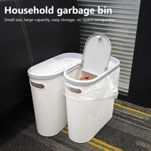 Home Trash Can with Lid Large Capacity Bathroom Garbage Bin Room Creative Press Type Gap Bin Kitchen Plastic Basket Garbage Can