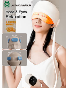 Jinkairui Sleep Aid Head Massager Airbag Massage Cap Scalp Cervical Eye Massager with Heating Kneading and Air Compression