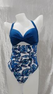 ชุดว่ายน้ำผู้หญิง ชุดว่ายน้ำวันพีช ไซส์ใหญ่ S-2XL สีฟ้า ชุดว่ายน้ำเซ็กซี่