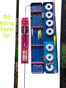 Combo bộ cần câu tay câu đơn câu đài cao cấp Rồng Xanh 5H như hình