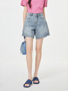 Koradior | Comfort Cotton A-line Summer Denim Shorts for Women
