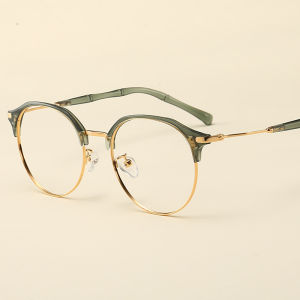 Harlow | Retro Green Half-Frame Eyeglass Frames Anti-Allergy