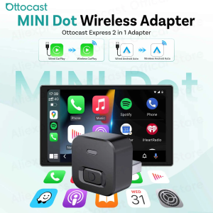 OTTOCAST Tiny Wireless CarPlay Android Auto Adapter Mini Dot Dongle Car Accessories for Ford Toyota Chevrolet Honda Nissan Kia