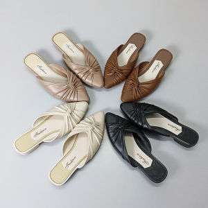 Wolf.id SPT-71 Sandal Slip-On Wanita Kasual Woman Mules Low Heel Shoes Model Terbaru Cantik BISA COD