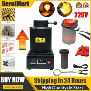 🚚 Local Delivery 🚚 3KG Gold Melting Furnace 1600W 2000F Digital Electric Melting Furnace with Graphite Crucible for Melt Scrap Silver Gold Copper Aluminum 110V /220V Refining Casting Furnace