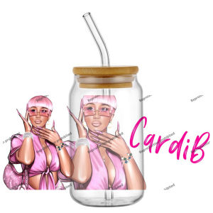 Funko | Hotsale Popular Female Rapper Pretty Cardi B 16oz UV DTF 3D Transfer Sticker Fashion Decals Glass Can Cups Creative Craft DIY