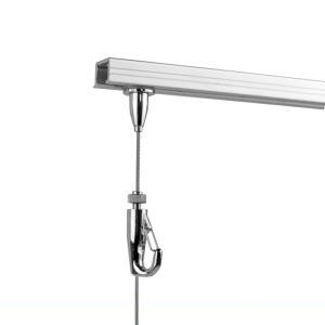 JUNMORE Complete Kit Ceiling mounted Aluminum Art picture Hanging systems Gallery Picture Hangers (Two 90cm long U Rails 4 Hooks and 4 Cables)