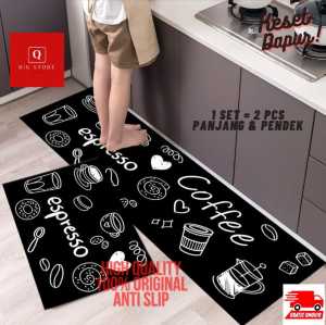 Keset Dapur 2 in 1 Anti Slip 1 Set Dapat 2 Pcs Panjang dan Pendek / Keset Dapur Premium 2 in 1