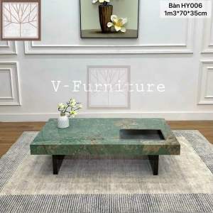 (Hàng nhập khẩu) Bàn trà đơn Sofa phòng khách ROCKY1 mặt đá cẩm thạch chữ nhật chân inox sang trọng hiện đại