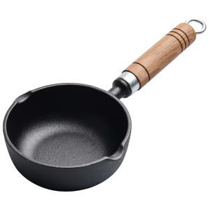 11/13 ซม.เหล็กหล่อในครัวเรือนกระทะ Nonstick สเต็กเสริมอาหาร PAN ไม้ Handle MINI ซอสกระทะนม PAN สำหรับทำอาหาร