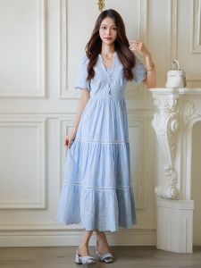 ON&ON | 2025 Summer Fashionable Vacation Style Embroidered Lace Dress