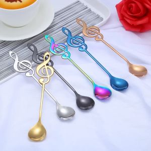 10PCS 304 Stainless Steel Musical Notes Coffee Spoon Stirring Cup Spoon Music Stick Ice Cream Gift Spoon Kitchen Accessorie