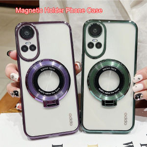 Case OPPO A3 A3x A3 Pro A38 A18 A60 A17 A17K A58 A78 A79 5G A76 A96 A98 A57 A77s Phone Case with Magnetic Holder Clear Luxury New Disign Cover Aesthetic Shockproof Thickened Air Cushion Anti-Fall Casing