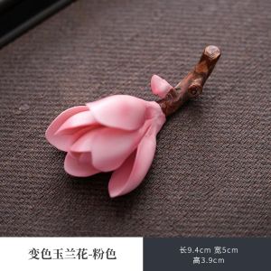 Creative Magnolia Tea Pet Premium Ceramic Color-Changing Tea Table Decoration Home Use Tea Tray Ornament Hand-Painted Style