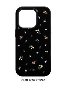 Floral Print Two-In-One iPhone 16 pro Max Case Womens Full Cover Protective Shell Cute Cartoon Original Art Design Apple Phone Accessories