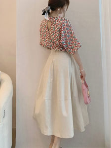 PAIBOLI | High Waist A-Line Mini Skirt For Women Summer Spring Plus Size Umbrella White Elegant Slimming Midi Skirt By Burberry