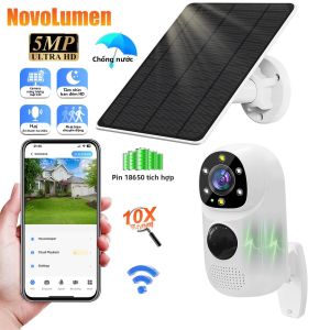 Camera Năng Lượng Mặt Trời WiFi V380 Với Tính Năng Phát Hiện Chuyển Động PIR Tầm Nhìn Ban Đêm 5MP Chống Nước Camera An Ninh IP Ghi Hình Video Pin Màn Hình CCTV
