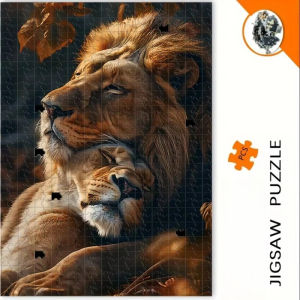 Lion Cuddling Leaf Puzzle 500pcs/1000pcs Adult Puzzle - Interactive Family Game College Roommate Interaction - Mental Chall