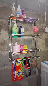 DecorX 304 Stainless Steel Bathroom Shelf Bathroom Organizer Towel Rack Organizer Shelf Wall Mounted Rack With Hooks