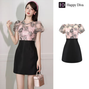 Happy Diva 2025 Womens Summer Dress Pink Printed Cropped Dress Casual Dress Wedding Formal Party Dress Birthday Party Evening Dress 11566