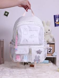 Miffy | Spacious Lightweight Cartoon Print Striped Backpack