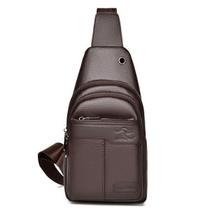 Fashionable Waterproof Leather Mens Crossbody Bag for Business Travel Casual Single Shoulder Bag Popular Internet Celebrity