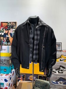 HetingHOME | Hetinghome Loose Mens American Style Coach Jacket For Couples Autumn Trendy Brand Casual Outerwear Polyester Fiber Long Sleeve Zipper Closure